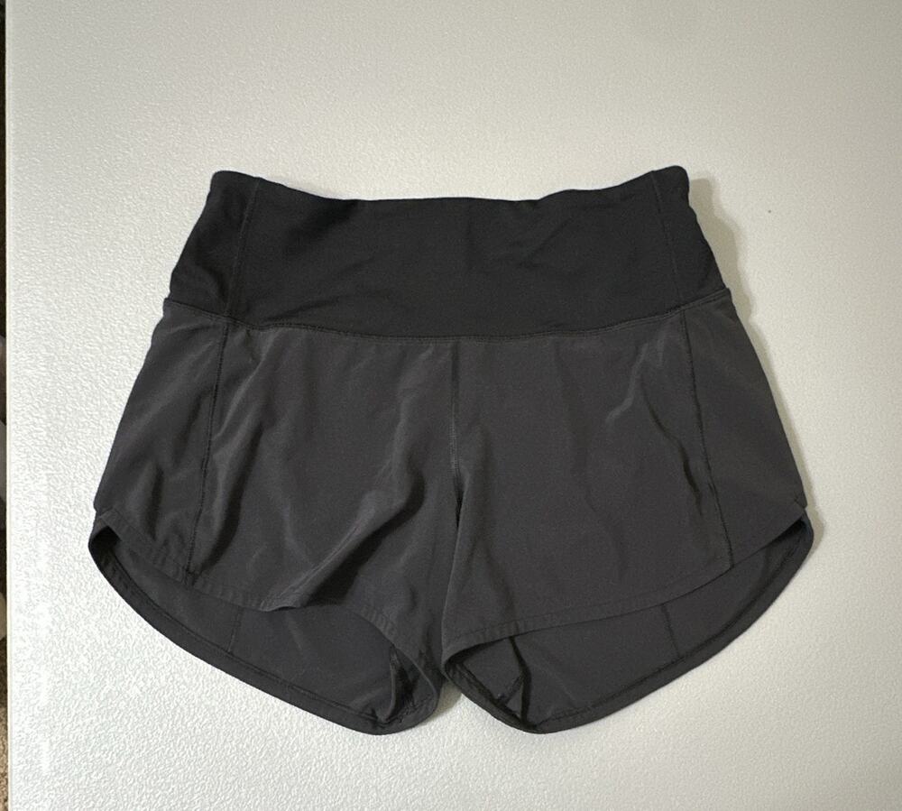 Lululemon Women’s Running Athletic Shorts Black Zip Pocket Stretch 4